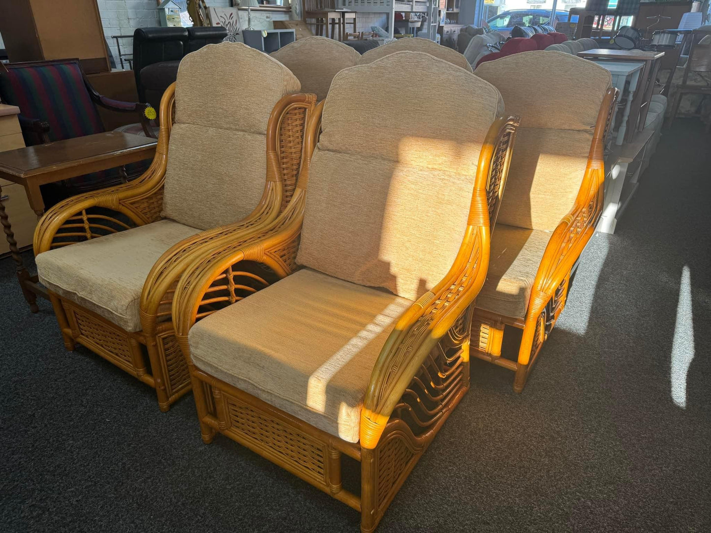 Whicker 3 seater sofa and 2 chairs