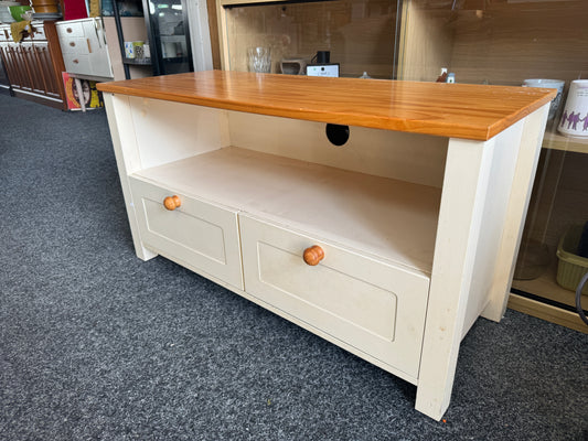 Wood and cream tv cabinet
